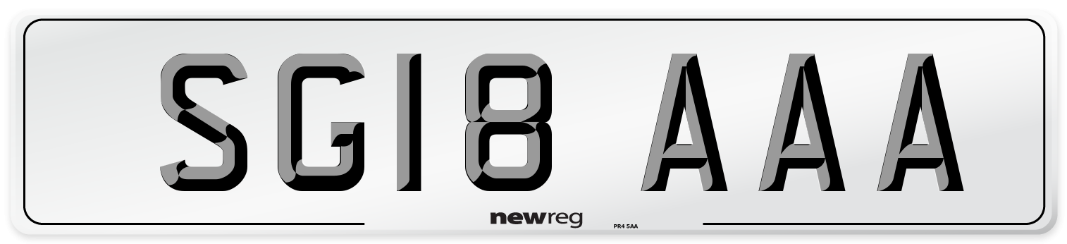 SG18 AAA Number Plate from New Reg